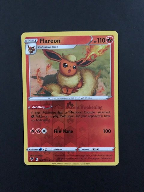 Pokemon Card – Flareon – Vivid Voltage – 026/185 – Rare – Near Mint Condition