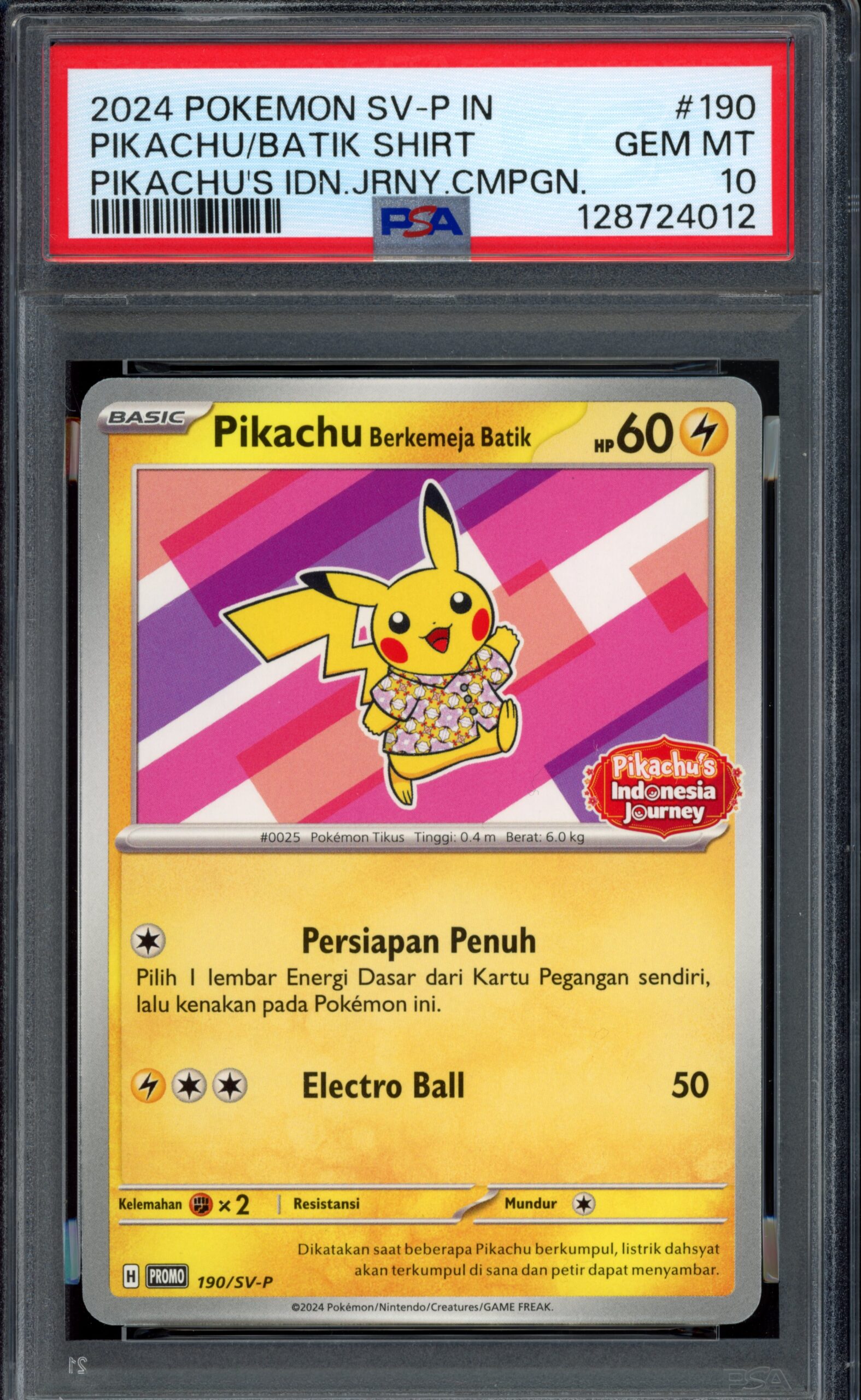 PSA 10 Pikachu 190/SV-P – Indonesia Promo